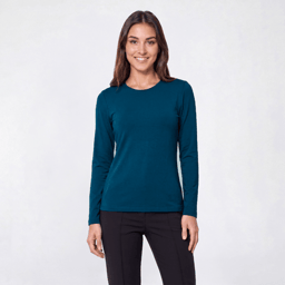 Womens Hasting & Smith Long Sleeve Solid Crew Neck Tee