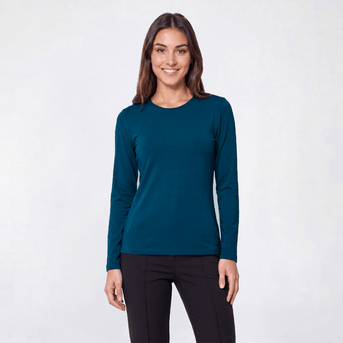 Womens Hasting & Smith Long Sleeve Solid Crew Neck Tee - image 