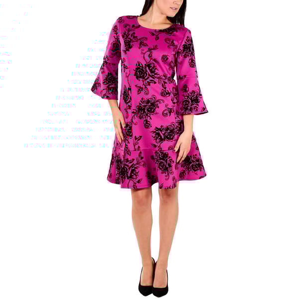 Womens NY Collection 3/4 Sleeve Flounce Hem Knit Dress - image 
