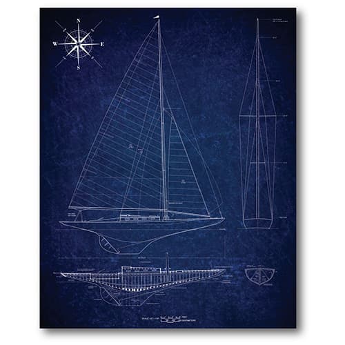 Courtside Market Blueprint Sailboat II Wall Art - image 