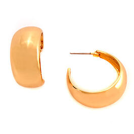 Roman Small Thick Post Gold Hoop Earrings