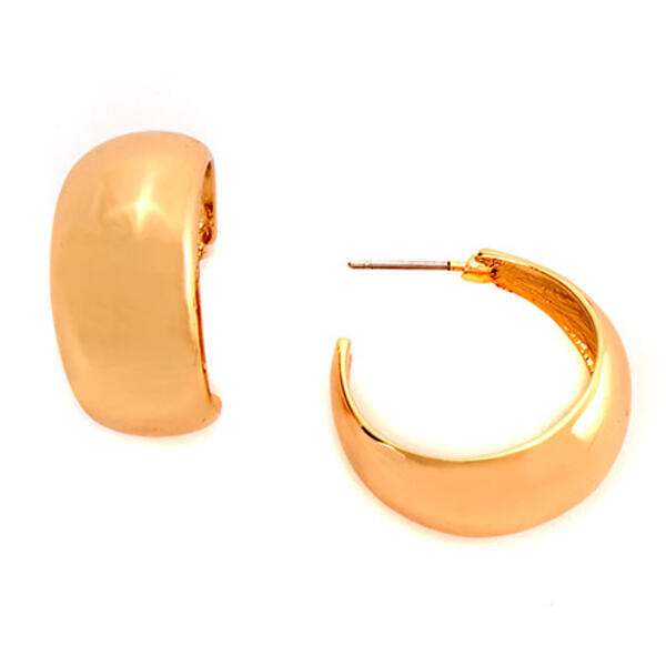 Roman Small Thick Post Gold Hoop Earrings - image 