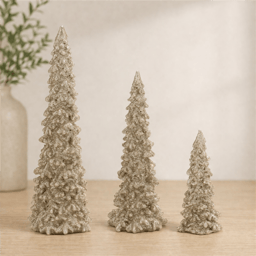 Melrose Glittered Pine Tree - Set of 3