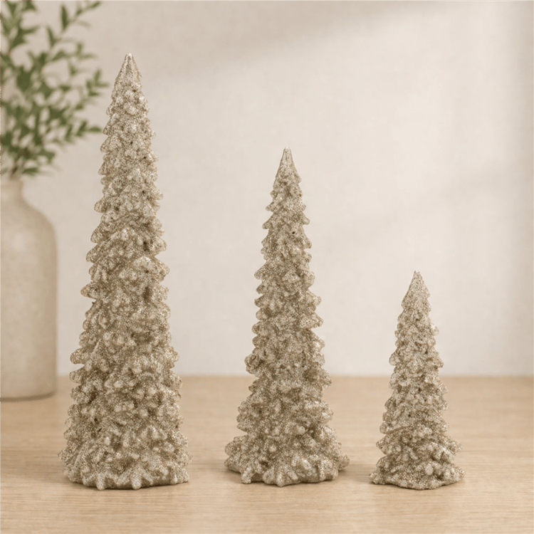 Melrose Glittered Pine Tree - Set of 3