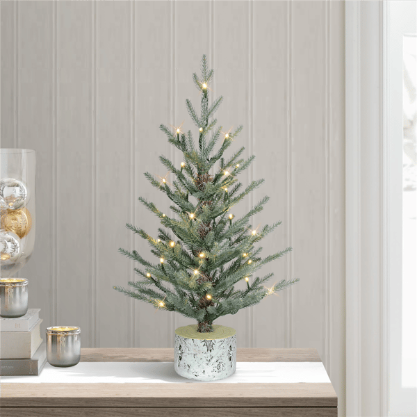 Puleo International 2ft. Pre-Lit Potted Arctic Fir Christmas Tree