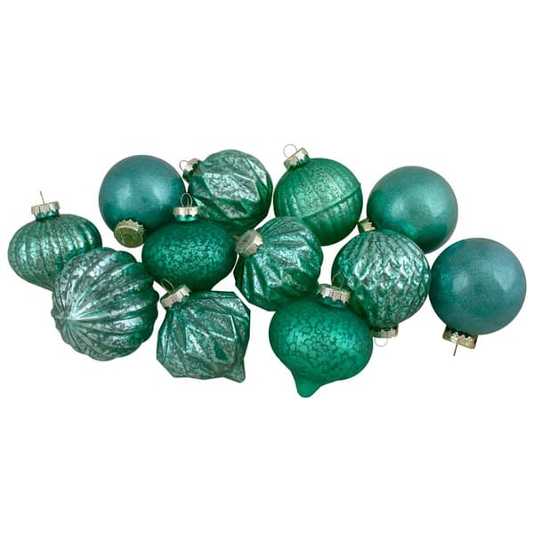 Northlight 12ct. Green Finial & Glass Ball Christmas Ornaments