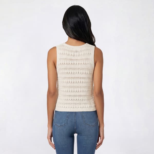 Juniors Pink Rose Sleeveless V Neck Crochet 3 Tie Vest