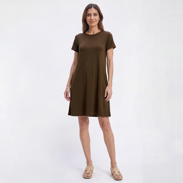 Petite Architect(R) Short Sleeve Solid Pocket Shift Dress - image 