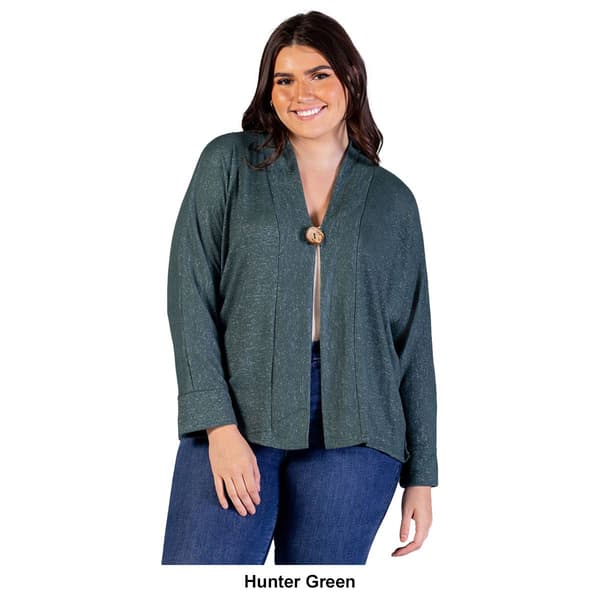 Plus Size 24/7 Comfort Apparel Single Button Front Cardigan
