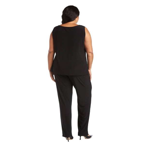Plus Size R&M Richards 3pc. Mesh Duster Pantsuit - Black/White