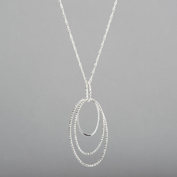 Design Collection Silver Plated 3 Oval Pendant Necklace - image 