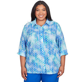 Plus Size Alfred Dunner Tradewinds Eyelet Tie Dye Top