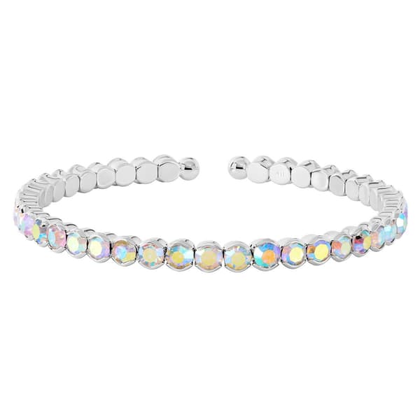 Athra Fine Silver Plated Single Honeycomb Crystal Coil Bracelet