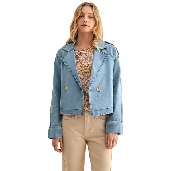 Womens CITY BLUES Cropped Denim Trench - image 