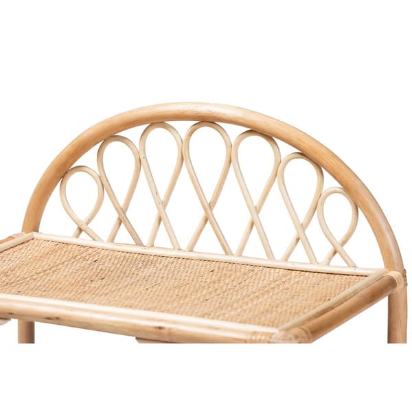 Baxton Studio Redell Bohemian Rattan 3-Tier Display Shelf