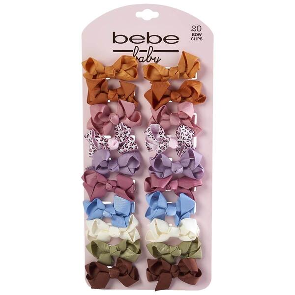 Baby Girl Bebe 20pc. Leopard & Solid Bow Clips - image 