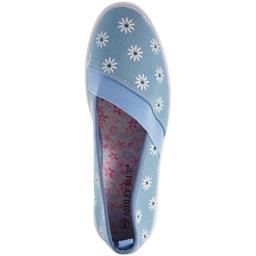 Womens Ashley Blue Floral Canvas Slip On Flats