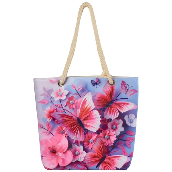 Renshun 3D Pink Butterfly Canvas Tote