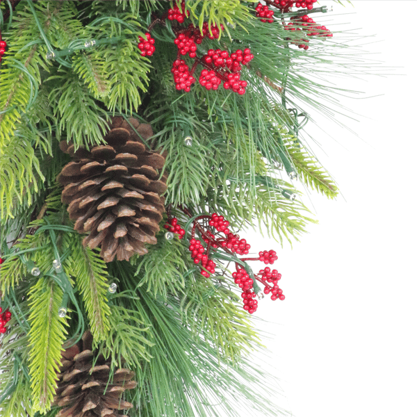Puleo International Pre-Lit Banister Swag with Pinecone & Berries