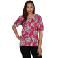 Womens Ruby Rd. Tropical Noir Etched Floral Puff Print Tee - image 1