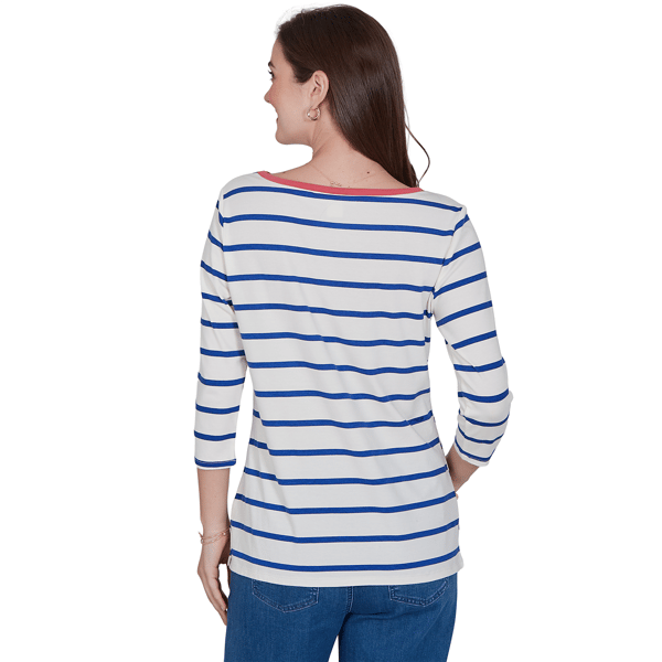 Womens Ruby Rd. Must Haves II 3/4 Sleeve Varsity Stripe Tee