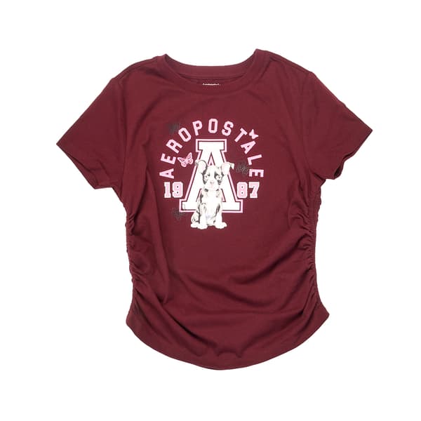 Girls (7-16) Aeropostale Short Sleeve Side Cinched Puppy Tee