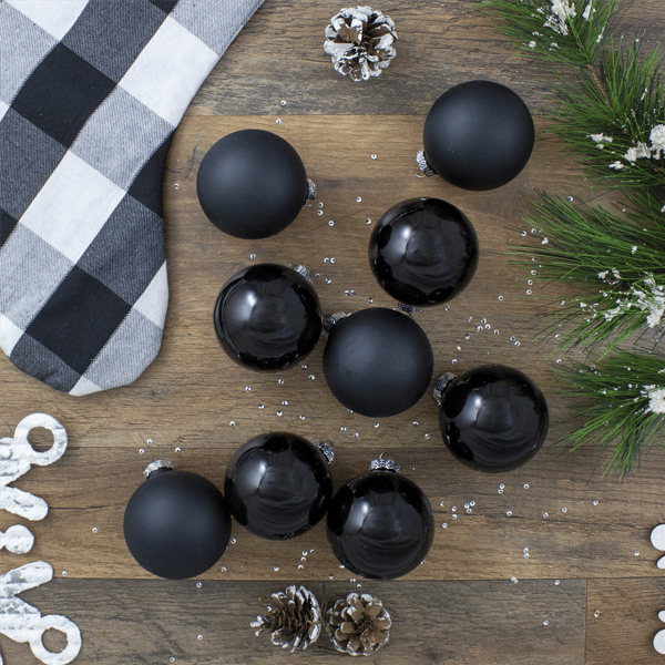 Northlight 9ct. Black Glass Ball Christmas Ornaments