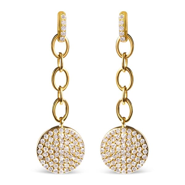 Haus of Brilliance 18kt. Gold Plated 1ct. Diamond Dangle Earrings