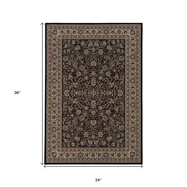 HomeRoots Black & Ivory Oriental Accent Rug