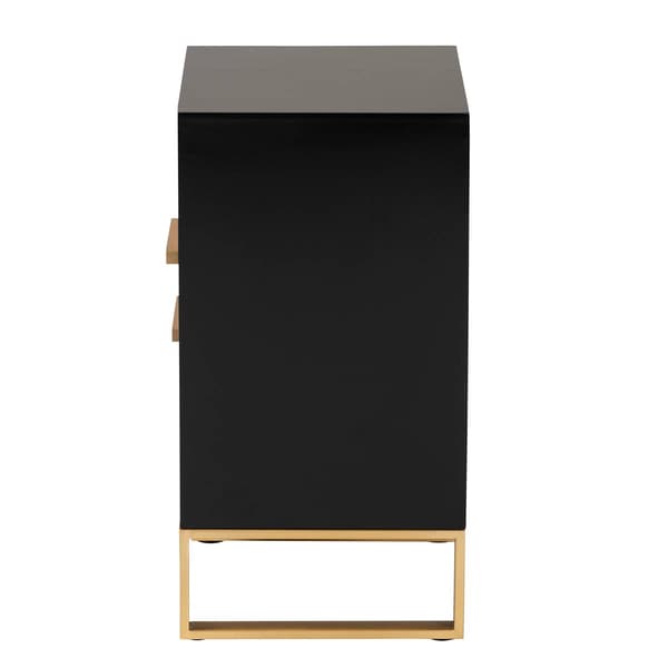 Baxton Studio Giolla Glam & Luxe Black Wood 2-Drawer Nightstand