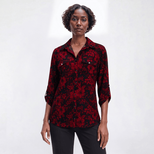 Womens Emily Daniels Long Sleeve Floral Disco Dot Blouse
