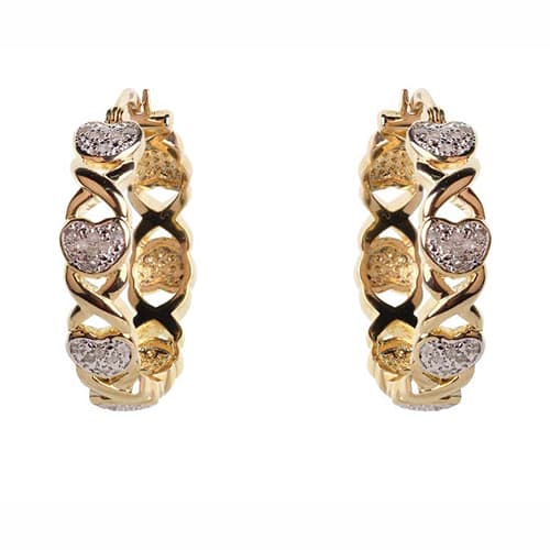 Gianni Argento Gold 1/4ctw. Diamond & Heart Hoop Earrings - image 