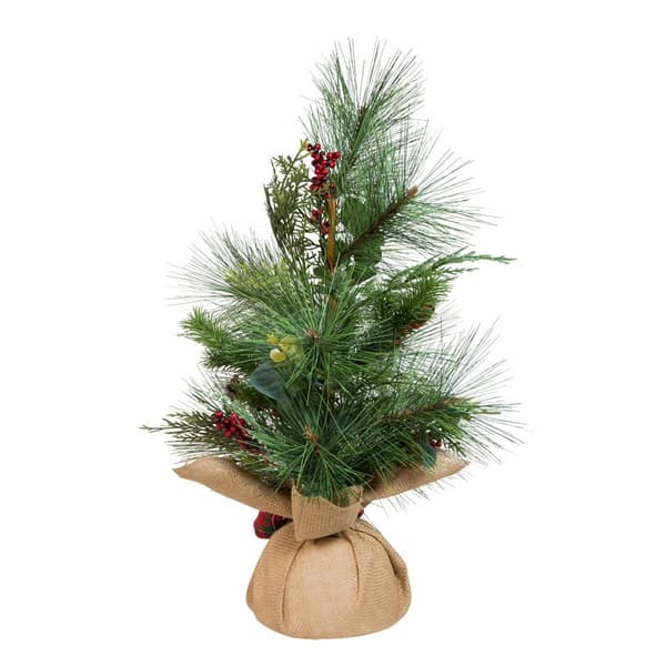 Kurt S. Adler 24in. Berries & Plaid Ribbon Pine Tree