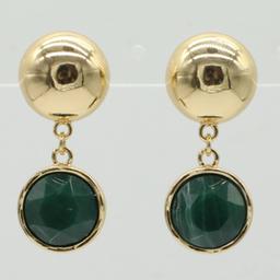 Ashley Cooper(tm) Gold-Tone Green Cabachon Post  Earrings