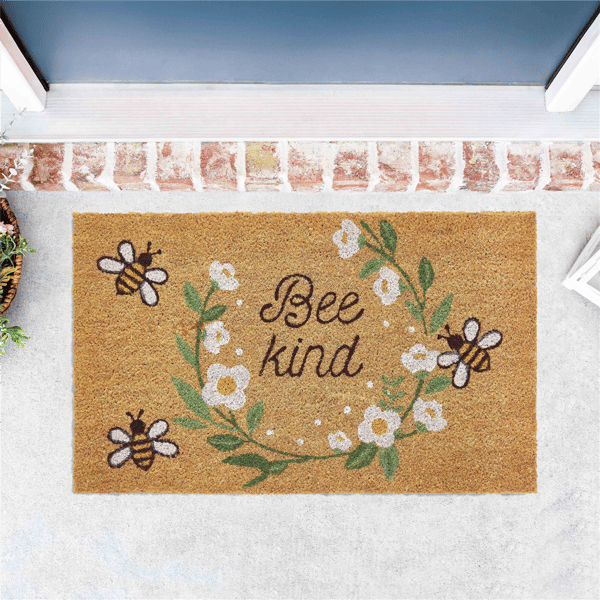VCNY Home Multicolor Bee Kind Outdoor Coir Doormat