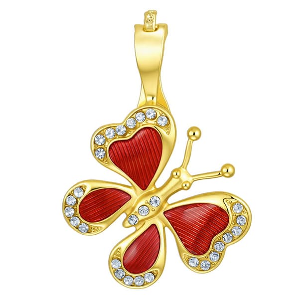 Wearable Art Gold-Tone Red Crystal Butterfly Enhancer - image 