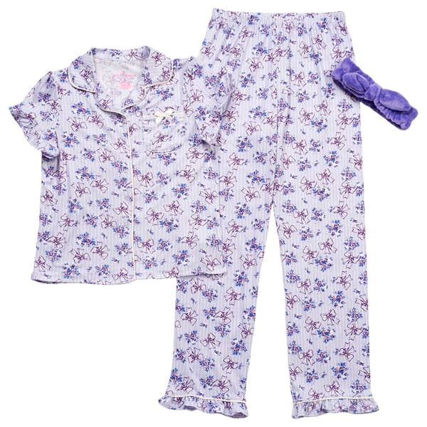 Girls (4-6x) Betsey Johnson 3pc. Stripe Floral & Bow Pajama Set