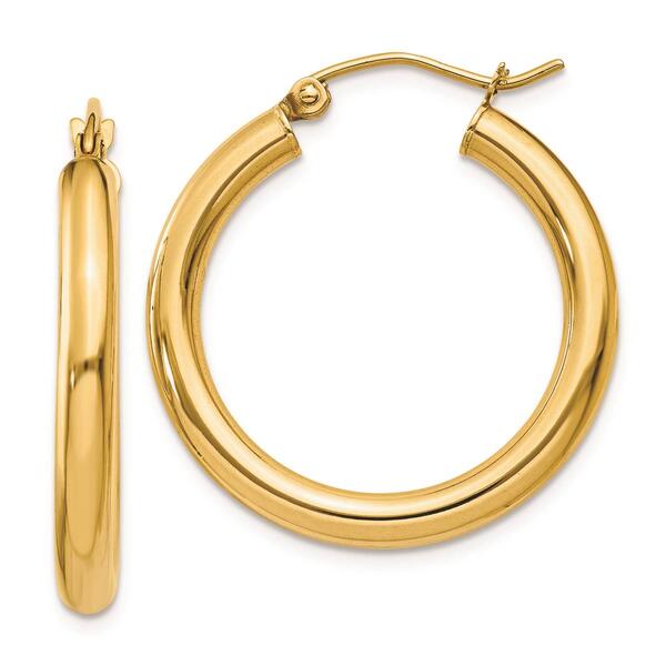 Gold Classics&#40;tm&#41; 10kt. Polished 23mm Tube Hoop Earrings - image 