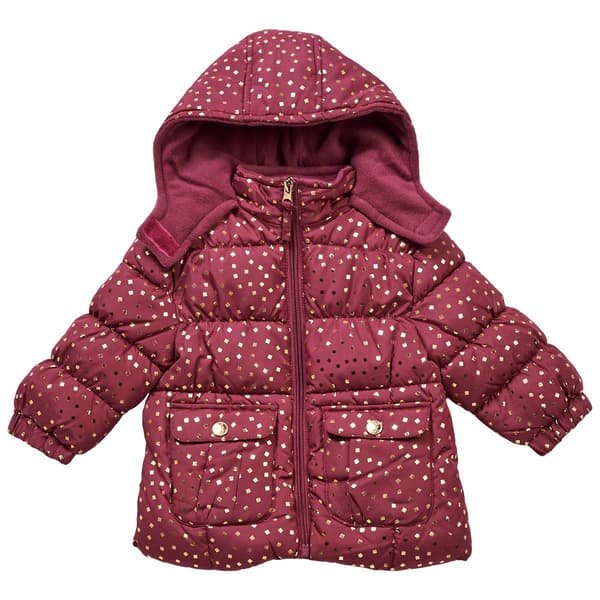 P/H 10/1/24 Baby Girl &#40;12-24M&#41; Pink Platinum Print Puffer Coat - image 