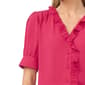 Womens Cece Short Puff Sleeve Ruffle Button Front Blouse - image 3