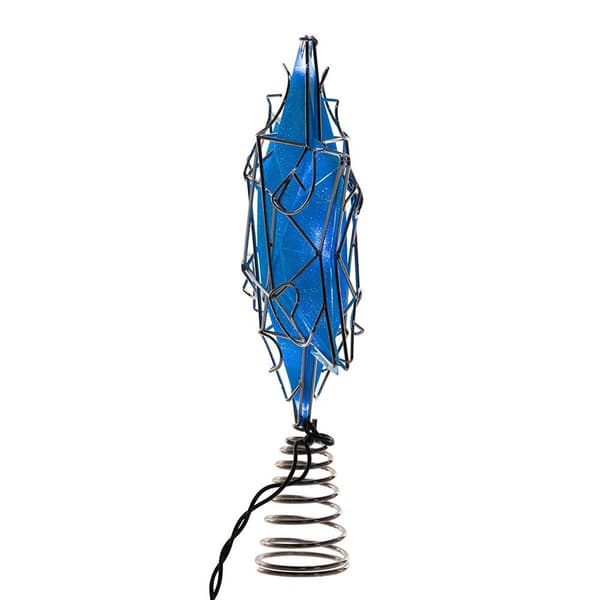 Kurt Adler UL 10-Light LED Silver & Blue Shimmer Star Treetop