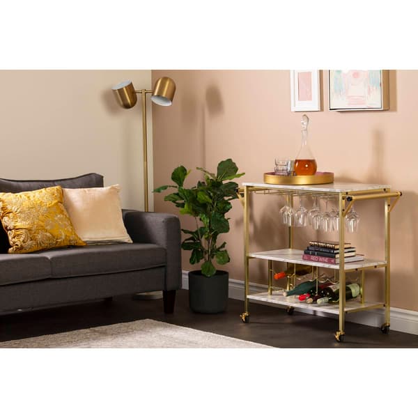 South Shore Maliza Bar Cart with Wine Glass Rack