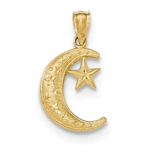 Gold Classics&#40;tm&#41; 14kt. Polished Moon & Star Pendant - image 