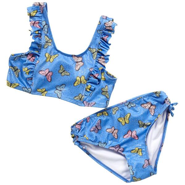 Girls &#40;7-16&#41; Pink Platinum&#40;R&#41; 2pc. Ruffle Butterfly Bikini Swim Set - image 