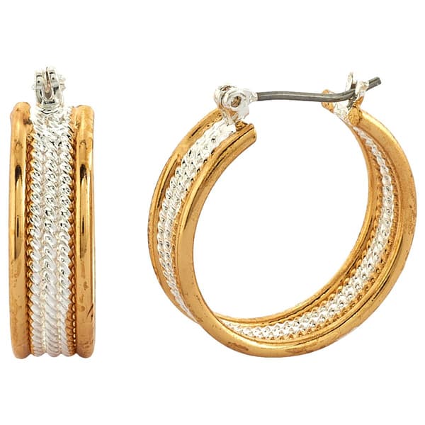 Design Collection Two-Tone Twisted Rope Hoop Earrings - image 