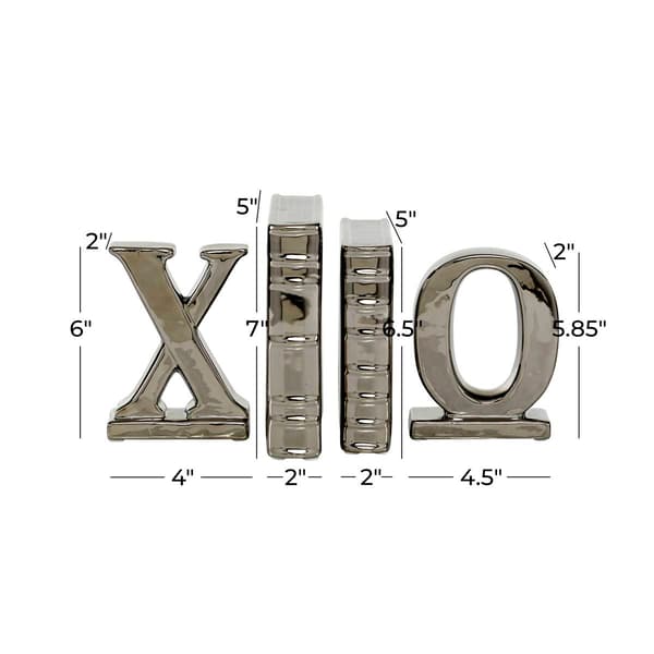 9th & Pike&#174; Silver Ceramic Bookend Sculptures - Set of 4