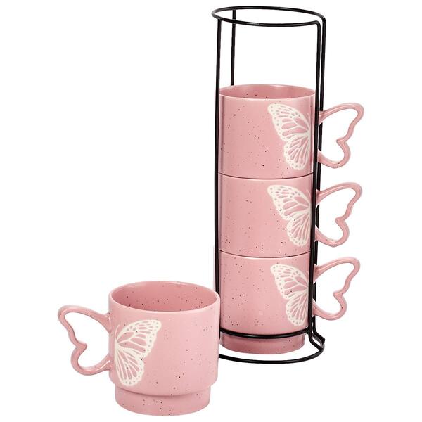 Azzure 4pc. Stacking Mugs w/ Butterfly Handle - image 