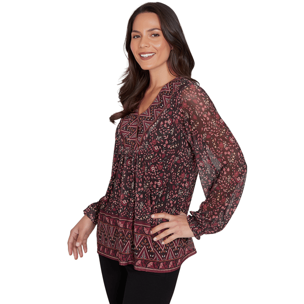 Womens Skye''s the Limit Wild Romance Long Sleeve Floral Blouse