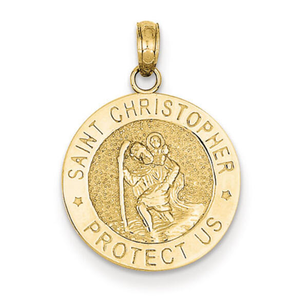 Unisex Gold Classics&#40;tm&#41; 14kt. Gold St. Christopher Medal Pendant - image 