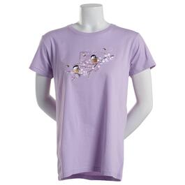 Womens Top Stitch by Morning Sun Chickadee Cherry Blossoms Tee